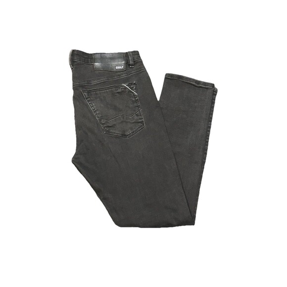 Cult Individuality Punk Super‎ Skinny Black Jeans 38x32 Distressed Logo - Picture 1 of 7